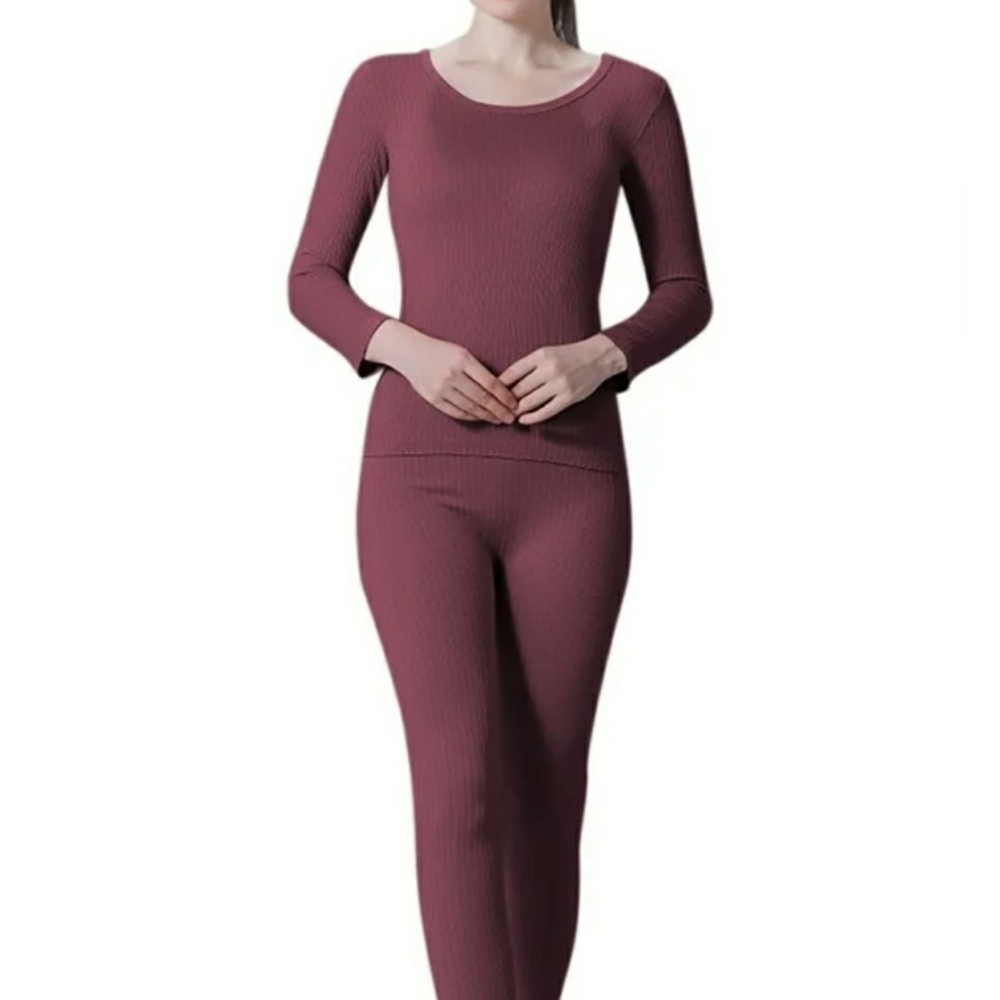 Thermal Pajama Sexy Intimates Long John Purple 💜 Women's Ribbed Pajama